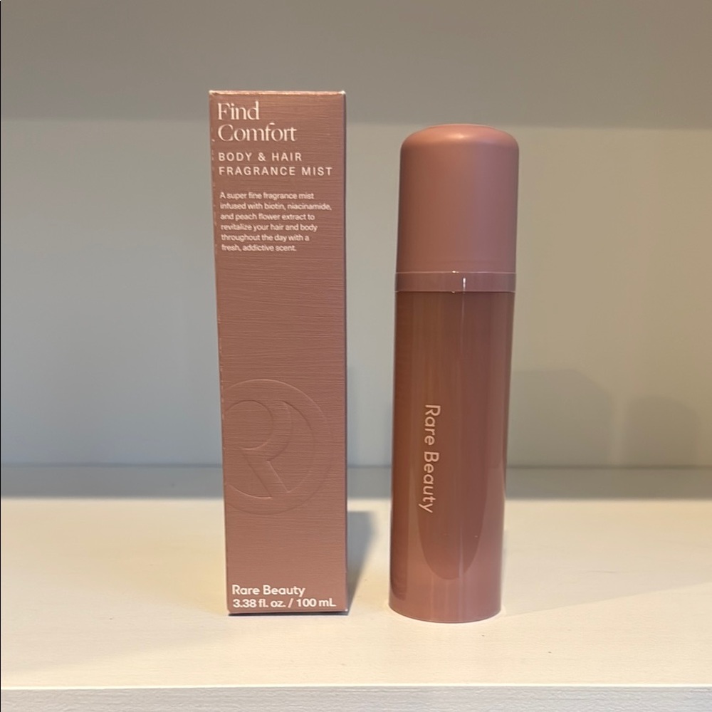 Rare Beauty Find Comfort Body & Hair Mist — Dusty Rose Bottle